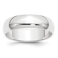 Platinum Solid Polished Half Round Engravable Lightweight 6mm Half Round Featherweight Band Ring Size T 1/2 Jewelry Gifts for Women