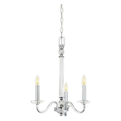 Westinghouse 63320 - 3 Light Chrome with Clear Glass Accents Chandelier Light Fixture (3 Light Versailles Chandelier, Chrome Finish with Clear Glass Accents)