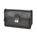 Mens Wrist Leather Bag Clutch Grab Mobile Travel Lockable Leather Pouch HLG845 Black