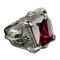 Retro Vintage 925 Sterling Silver Dragon Claw Ring with Red Stone Punk Jewelry for Men Boys Size R 1/2