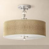 Burlap Print 16" Wide Semi-Flush Ceiling Light