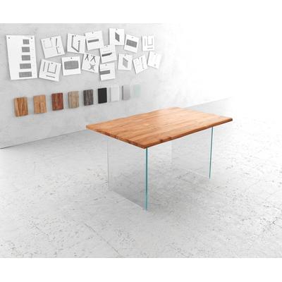 DELIFE Esstisch Edge 140x90 Akazie Natur Glas Live-Edge, Esstische, Baumkantenmöbel, Massivholzmöbel, Massivholz Image