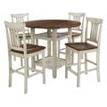 Breakwater Bay Eastep 5 - Piece Counter Height Dining Set Wood in White/Brown | Wayfair 8C224C886134446EB7D7B95A21271B5F