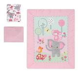 Twinkle Toes Bedtime Originals Jungle Elephant 3 Piece Crib Bedding Set Polyester in Gray/Pink | 15.5 W in | Wayfair 261003V