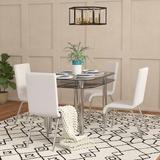 Wade Logan® Bardfield 4 - Person Dining Set Wood/Glass/Upholstered/Metal in White | Wayfair E6F25E12839948E5A5453C19A5579EE1