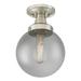 Westinghouse 63254 - 1 Light 7.75" Round Brushed Nickel Smoke Grey Glass Globe Ceiling Light Fixture (1 Light Byron Semi-Flush, Brushed Nickel Finish)