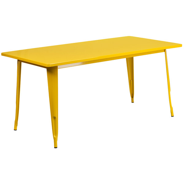 Flash Furniture ET-CT005-YL-GG 31 1/2" x 63" Yellow Metal Indoor / Outdoor Rectangular Cafe Table