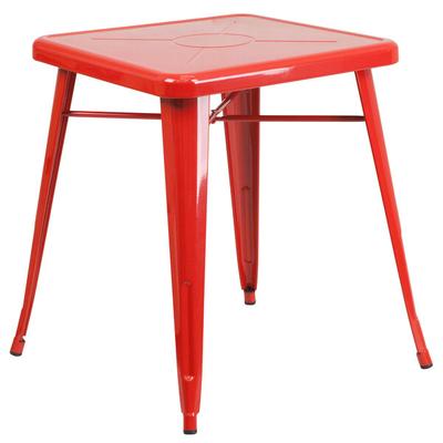 Flash Furniture CH-31330-29-RED-GG 24" Red Metal Indoor / Outdoor Square Cafe Table