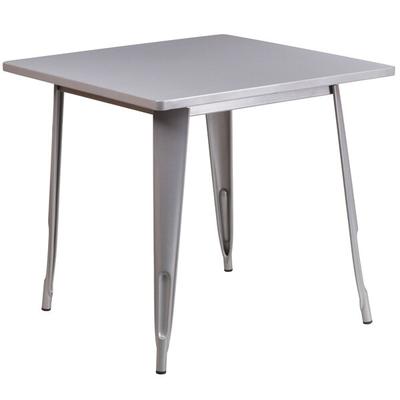 Flash Furniture ET-CT002-1-SIL-GG 30" Silver Metal Indoor / Outdoor Square Cafe Table