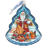 The Holiday Aisle® Nordic Santa Tree Shaped Ornament Holiday Splendor Collection Glass in Blue | 4 H x 3.5 W x 2 D in | Wayfair