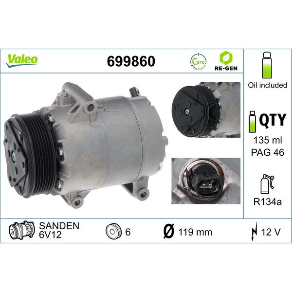 Compresseur De Climatisation Valeo 699860