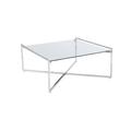 Ebern Designs Osibodu Cross Legs Coffee Table Glass/Metal in Gray | 15.7 H x 35.4 W x 35.4 D in | Wayfair EBFBA71062F14763A0403A7E629BB0A0