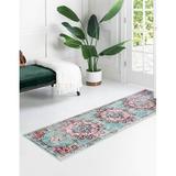 Pink 31 x 0.5 in Area Rug - Dakota Fields Colfin Oriental Light Blue/Area Rug Polypropylene | 31 W x 0.5 D in | Wayfair