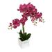 Vickerman 525180 - 18" Plum Phalaenopsis in Metal Pot RT (FN180601) Home Office Flowers in Pots Vases and Bowls