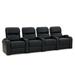 Red Barrel Studio® Leather Home Theater Row Seating Row of 4 Genuine Leather in Black | 43 H x 121 W x 39 D in | Wayfair