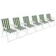 Harbour Housewares 6x Green Stripe Folding Metal Beach Camping Chair Portable Garden Armchair - Foldable Lightweight Outdoor Picnic Seat