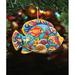 The Holiday Aisle® Tropical Fish Hanging Shaped Wood Ornament Wood in Blue/Brown/Orange | 5 H x 5 W x 1 D in | Wayfair