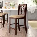 Charlton Home® Venito Armless Counter Height Solid Wood Dining Chair Wood/Upholstered in Brown | 41 H x 18 W x 20 D in | Wayfair