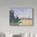 Trademark Fine Art 'Sahurs Meadows In Morning Sun' Oil Painting Print on Wrapped Canvas in Green/Indigo | 18 H x 24 W x 2 D in | Wayfair