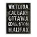 Stupell Industries 'Distressed Canadian Cities Black & White Typography Part 2 Stretched' - Textual Art Print on Canvas in Black/White | Wayfair