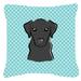 Caroline's Treasures Checkerboard Black Labrador Indoor/Outdoor Throw Pillow Polyester/Polyfill blend in Blue | 18 H x 18 W x 5.5 D in | Wayfair