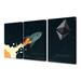 Zoomie Kids Ethereum to the Moon Graphic' 3 Piece Graphic Art Print Canvas in Black/Green/White | 24 H x 48 W x 1.5 D in | Wayfair