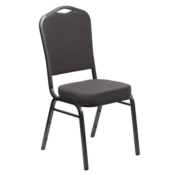 Flash Furniture FD-C01-SILVERVEIN-GY-GG Hercules Gray Fabric Crown Back Stackable Banquet Chair with Silver Vein Frame