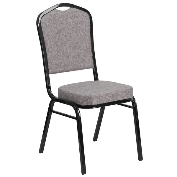 Flash Furniture FD-C01-B-5-GG Hercules Gray Fabric Crown Back Stackable Banquet Chair with Black Frame