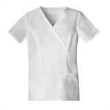 Cherokee Medical Uniforms Workwear Stretch Mock Wrap Top (Size 4X) White, Cotton,Polyester,Spandex