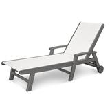 POLYWOOD® Coastal Chaise w/ Wheels Plastic in Gray | 38.25 H x 28.25 W x 77.63 D in | Outdoor Furniture | Wayfair SW2290-GY901