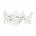 POLYWOOD® Vineyard Curveback Adirondack 7-Piece Outdoor Dining Set w/ Trestle Legs Plastic in Blue/White | 29 H x 73 W x 38 D in | Wayfair