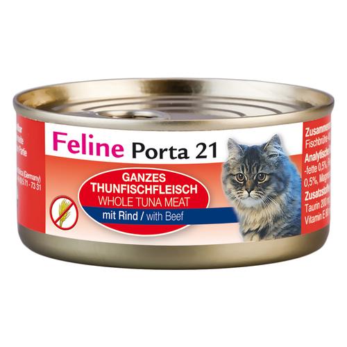 6 x 156g Thunfisch mit Rind Feline Porta 21 Katzenfutter nass
