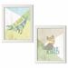 Zoomie Kids Be Kind Fox & Rawr Dinosaur 2 Piece Canvas in Blue/Yellow | 16 H x 12 W x 0.75 D in | Wayfair D6705EC0FE6A4053B5B4F3A52B2CD15F