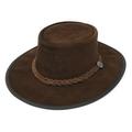 Barmah Squashy Chocolate Suede Australian Leather Bush Hat 1025 (Large - 59cm)