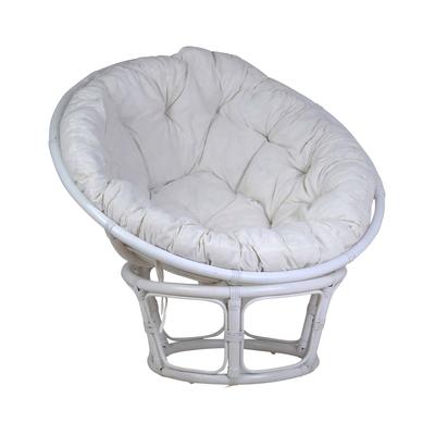 MiaMöbel Sessel 'Papasan' weiß, Ø 100 cm 100% Baumwolle, Rattan Modern Image
