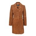 Smart Range Trench 3457 Ladies Classic Knee-Length Designer Real Suede Leather Jacket Coat (16, Tan Suede)