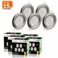 Lot de 15 spot led encastrable complète ronde fixe alu brossé blanc neutre eq. 50w