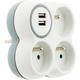 Multiprise 3 prises - Triplite - 3x16A - 2 ports USB - Blanc/Gris - Zenitech - Blanc