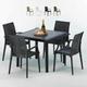 Table Carrée Noire 90x90cm Avec 4 Chaises Colorées Grand Soleil Set Extérieur Bar Café ARM Bistrot