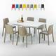 Grand Soleil - Table Rectangulaire Blanche 150x90cm Avec 6 Chaises Colorées Set Extérieur Bar Café