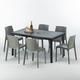 Table rectangulaire et 6 chaises Poly rotin colorées 150x90cm noir Enjoy Chaises Modèle: Rome gris