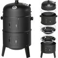 Tectake - Barbecue vertical 3 en 1 fumoir - barbecue multifonctions, grill, smoker avec thermometre