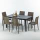 Table rectangulaire et 6 chaises Poly rotin colorées 150x90cm noir Enjoy Chaises Modèle: Bistrot