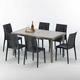 Table rectangulaire et 6 chaises Poly rotin resine ensemble bar cafè exterieur 150x90 Beige Marion