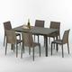 Table rectangulaire 6 chaises Poly rotin resine 150x90 marron Focus Chaises Modèle: Bistrot Marron