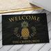 Charlton Home® Rossetti Welcome Pineapple Personalized 27 in. x 18 in. Non-Slip Outdoor Door Mat Synthetics | Wayfair