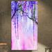 East Urban Home Floral 'Spring Purple Flowers Wisteria' Graphic Art Print on Wrapped Canvas Metal in Green/Indigo/Pink | Wayfair
