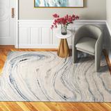 Blue/Gray 60 x 0.67 in Area Rug - Etta Avenue™ Karli Abstract Handmade Tufted Blue Area Rug Viscose/Wool | 60 W x 0.67 D in | Wayfair