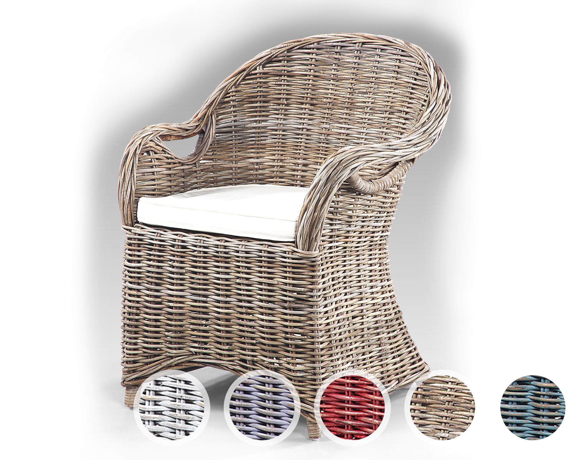 die Faktorei »Rattan« Sessel Burgundrot / Capri