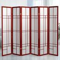 World Menagerie Clara 102" W x 70.25" H - 6-Panel Rice Paper Folding Room Divider Heavy Duty Rice Paper/Wood in Red/Brown | Wayfair